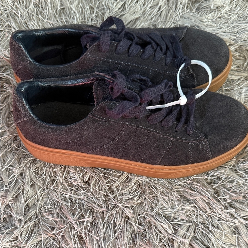 Zara Basic Collection  Black Suede Sneakers